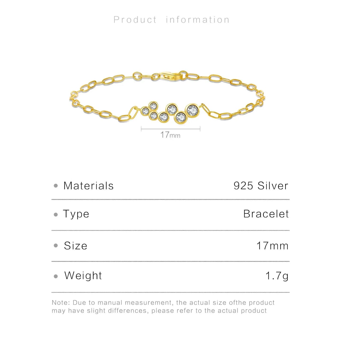 100% NEW 925 Sterling Silver Horoscope Chain Zircon CZ Bracelet Women Luxury Fine Jewelry Rock Punk Luxury Party Jewels - LEIDAI