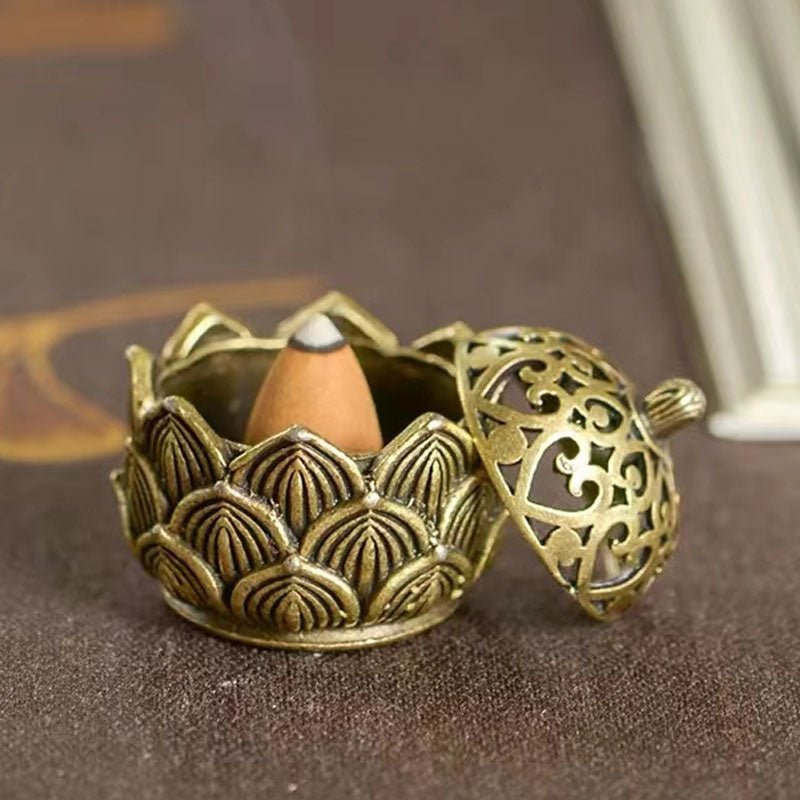 1pc Lotus Incense Holder,Small Inscent Cone Burner,Mini Asian Style Lotus Flower Zen Decor Gift - LEIDAI