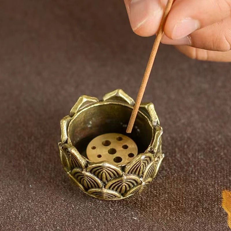 1pc Lotus Incense Holder,Small Inscent Cone Burner,Mini Asian Style Lotus Flower Zen Decor Gift - LEIDAI