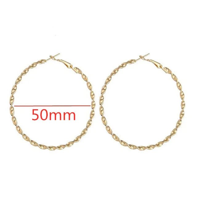 40 - 80mm Exaggerated Big Smooth Circle Hoop Earrings for Women Aros Simple Round Loop Ear Wedding Jewelry Brincos Cool Gift - LEIDAI