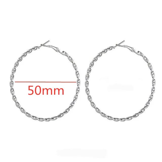 40 - 80mm Exaggerated Big Smooth Circle Hoop Earrings for Women Aros Simple Round Loop Ear Wedding Jewelry Brincos Cool Gift - LEIDAI