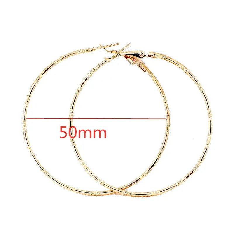 40 - 80mm Exaggerated Big Smooth Circle Hoop Earrings for Women Aros Simple Round Loop Ear Wedding Jewelry Brincos Cool Gift - LEIDAI