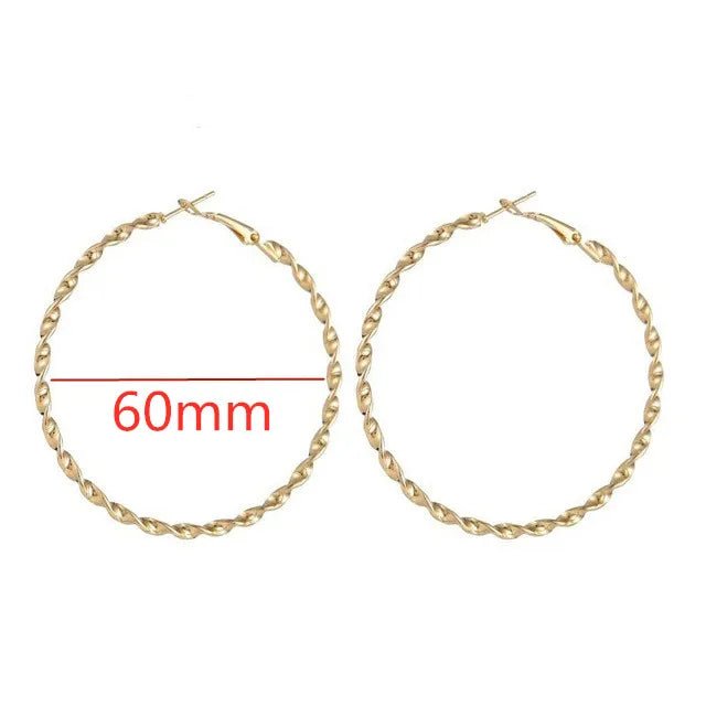 40 - 80mm Exaggerated Big Smooth Circle Hoop Earrings for Women Aros Simple Round Loop Ear Wedding Jewelry Brincos Cool Gift - LEIDAI