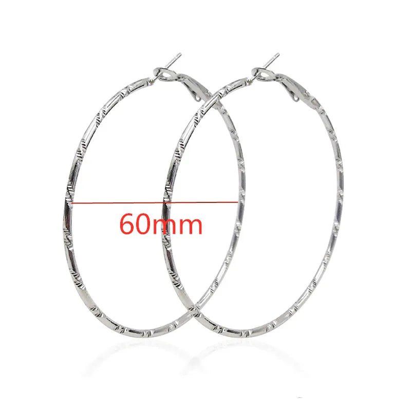 40 - 80mm Exaggerated Big Smooth Circle Hoop Earrings for Women Aros Simple Round Loop Ear Wedding Jewelry Brincos Cool Gift - LEIDAI