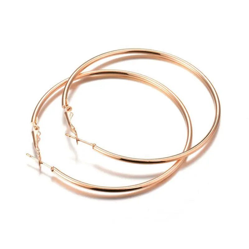 40 - 80mm Exaggerated Big Smooth Circle Hoop Earrings for Women Aros Simple Round Loop Ear Wedding Jewelry Brincos Cool Gift - LEIDAI