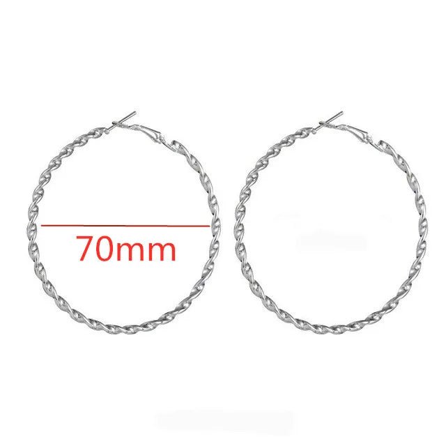 40 - 80mm Exaggerated Big Smooth Circle Hoop Earrings for Women Aros Simple Round Loop Ear Wedding Jewelry Brincos Cool Gift - LEIDAI