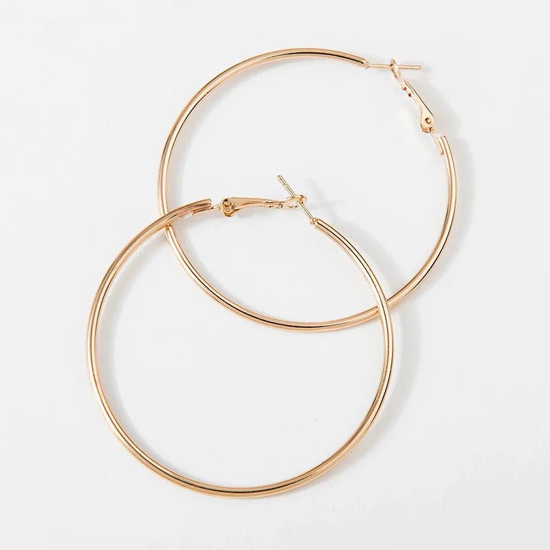 40 - 80mm Exaggerated Big Smooth Circle Hoop Earrings for Women Aros Simple Round Loop Ear Wedding Jewelry Brincos Cool Gift - LEIDAI