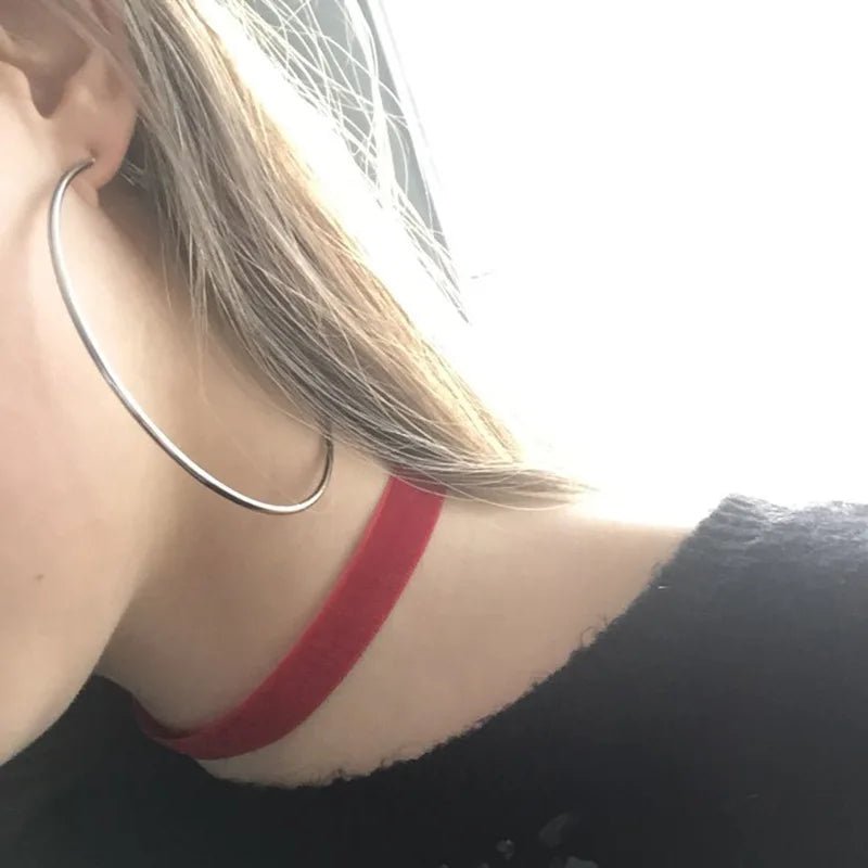 40 - 80mm Exaggerated Big Smooth Circle Hoop Earrings for Women Aros Simple Round Loop Ear Wedding Jewelry Brincos Cool Gift - LEIDAI