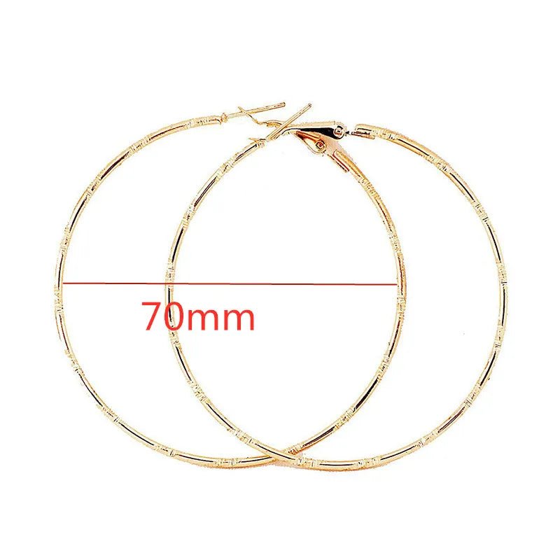 40 - 80mm Exaggerated Big Smooth Circle Hoop Earrings for Women Aros Simple Round Loop Ear Wedding Jewelry Brincos Cool Gift - LEIDAI