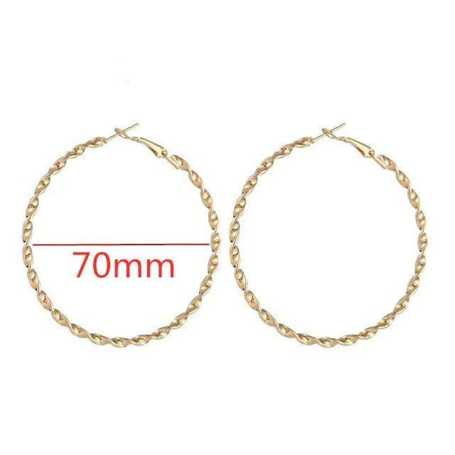 40 - 80mm Exaggerated Big Smooth Circle Hoop Earrings for Women Aros Simple Round Loop Ear Wedding Jewelry Brincos Cool Gift - LEIDAI