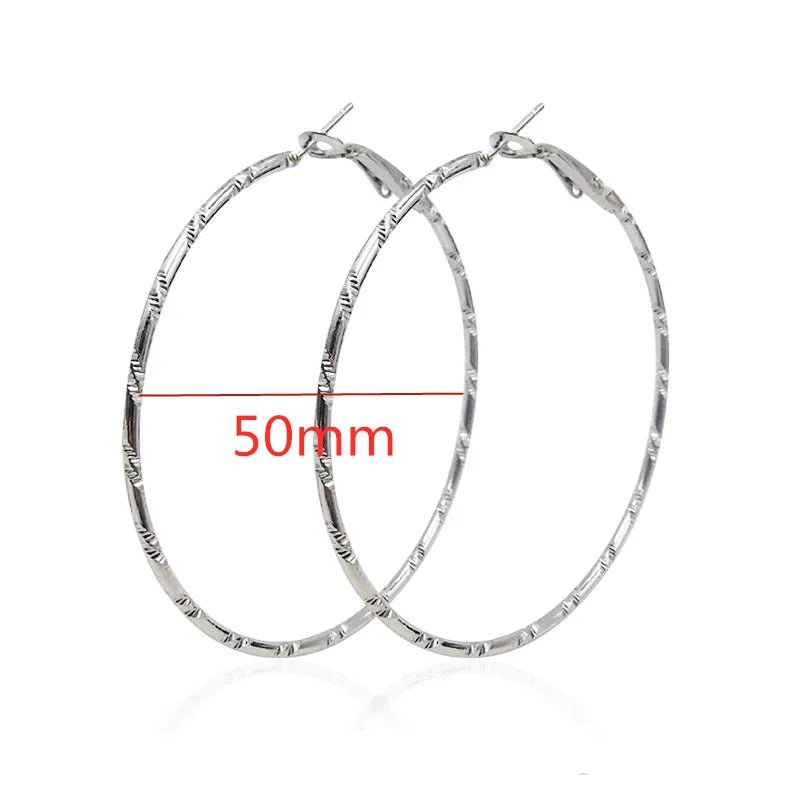 40 - 80mm Exaggerated Big Smooth Circle Hoop Earrings for Women Aros Simple Round Loop Ear Wedding Jewelry Brincos Cool Gift - LEIDAI