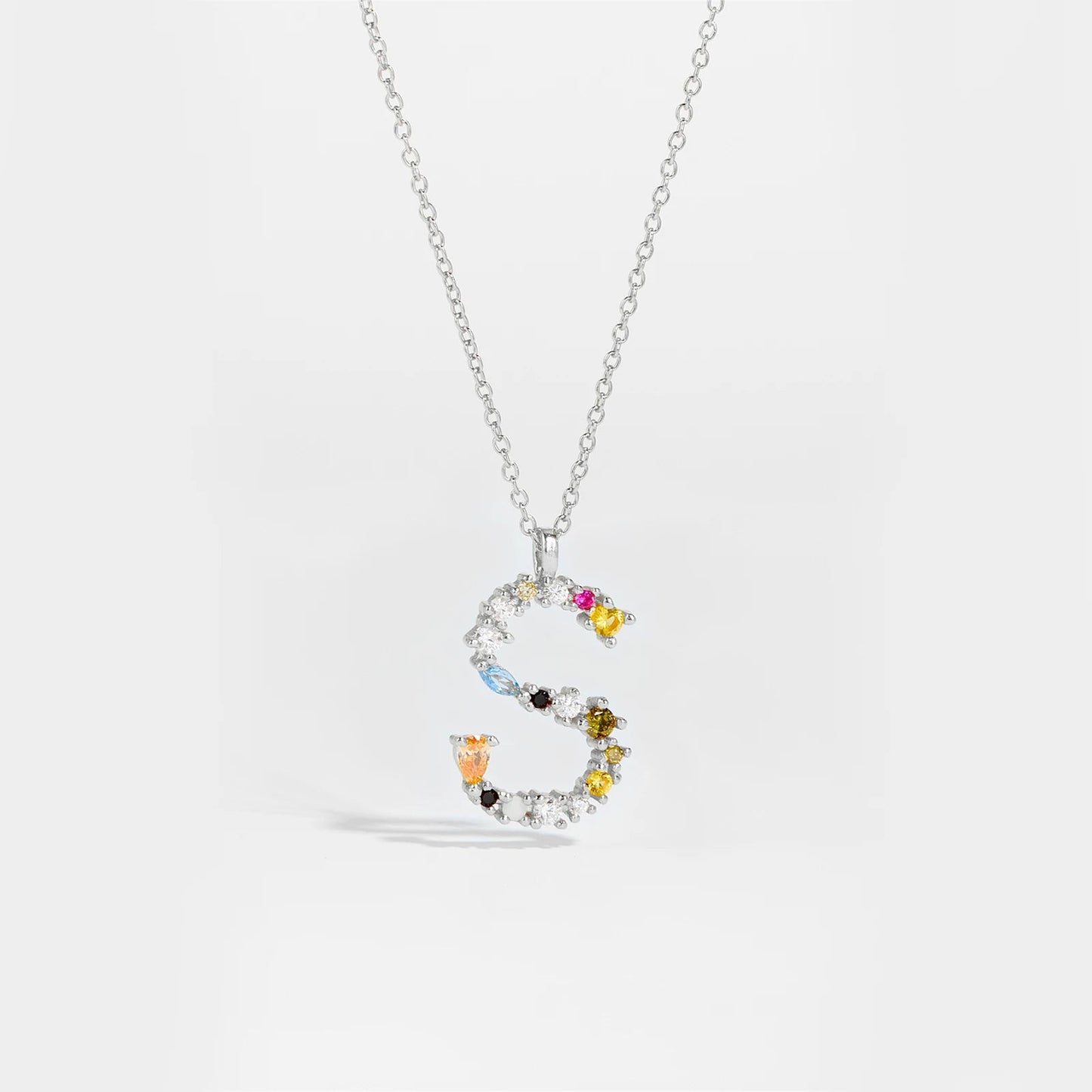 925 Sterling Silver Gold Letter M Pendant Initial F Alphabet Necklace Monogram Opals 2020 Women Accessories Jewelry - LEIDAI