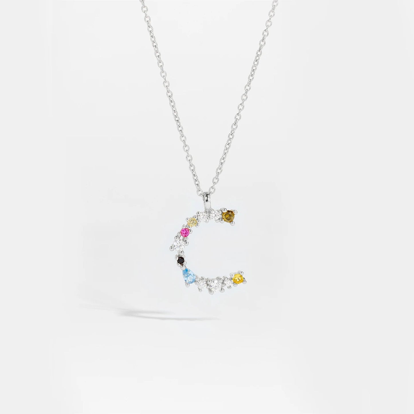 925 Sterling Silver Gold Letter M Pendant Initial F Alphabet Necklace Monogram Opals 2020 Women Accessories Jewelry - LEIDAI