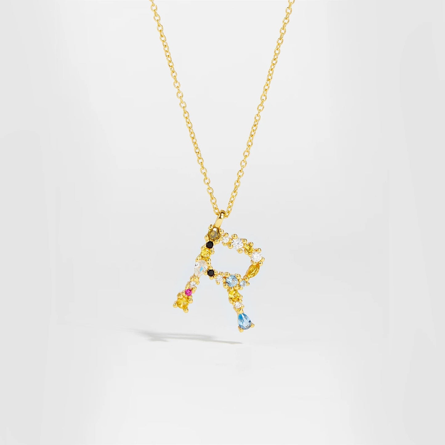 925 Sterling Silver Gold Letter M Pendant Initial F Alphabet Necklace Monogram Opals 2020 Women Accessories Jewelry - LEIDAI