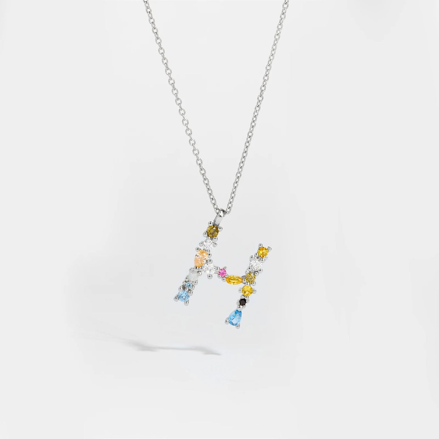 925 Sterling Silver Gold Letter M Pendant Initial F Alphabet Necklace Monogram Opals 2020 Women Accessories Jewelry - LEIDAI