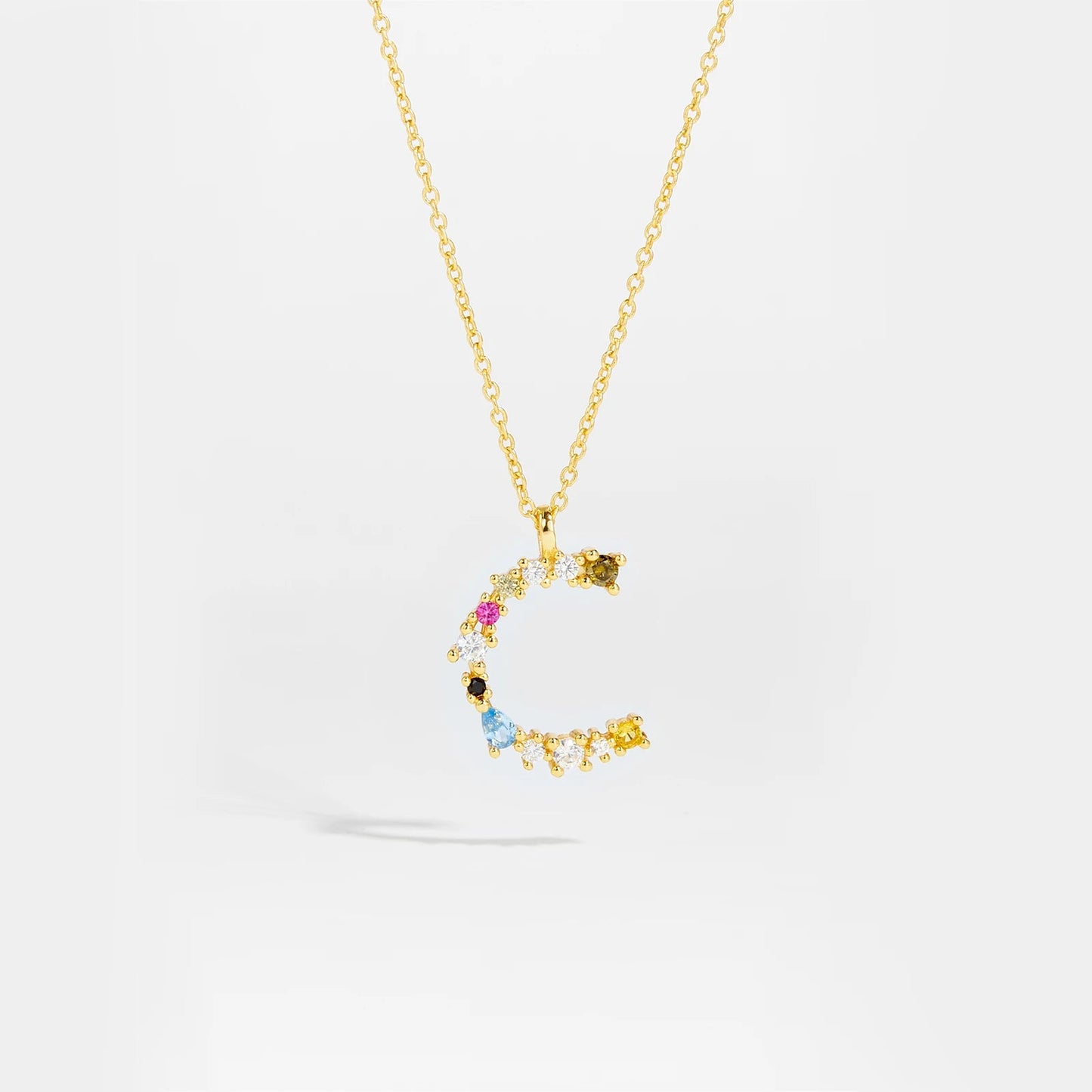 925 Sterling Silver Gold Letter M Pendant Initial F Alphabet Necklace Monogram Opals 2020 Women Accessories Jewelry - LEIDAI