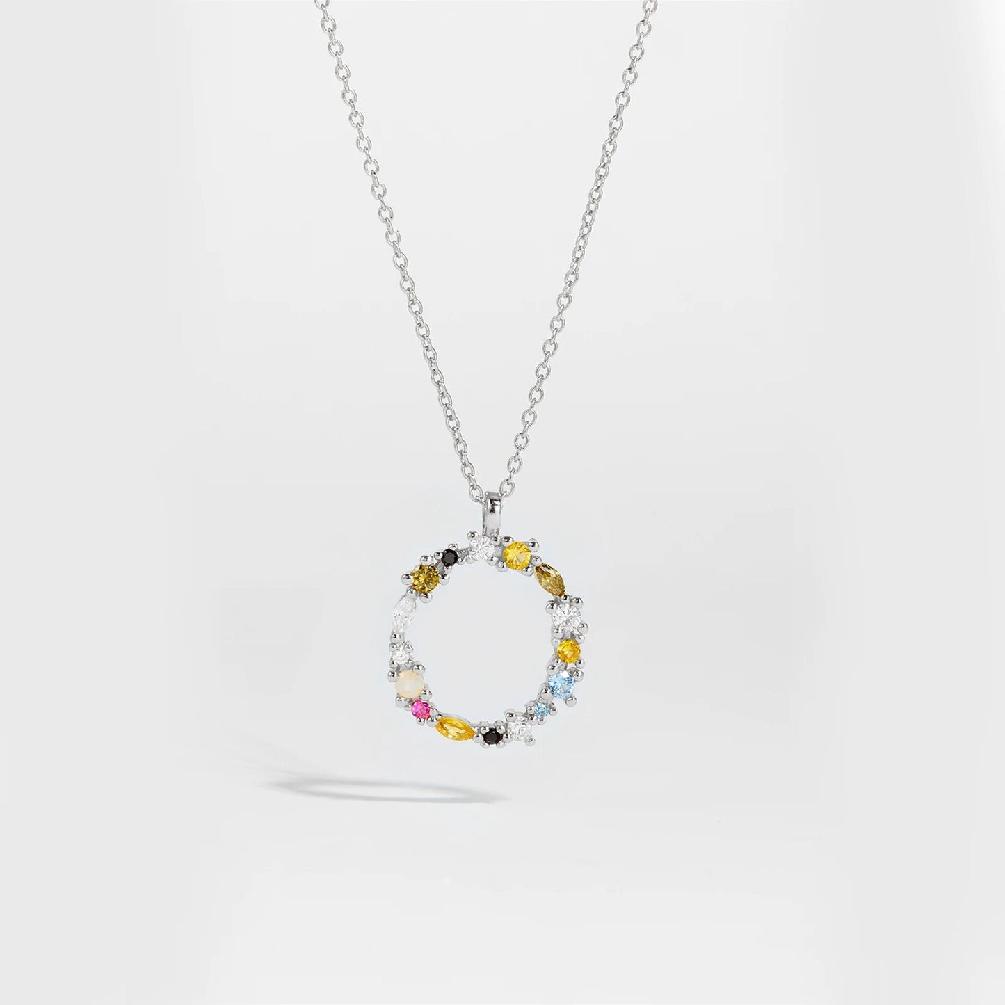 925 Sterling Silver Gold Letter M Pendant Initial F Alphabet Necklace Monogram Opals 2020 Women Accessories Jewelry - LEIDAI