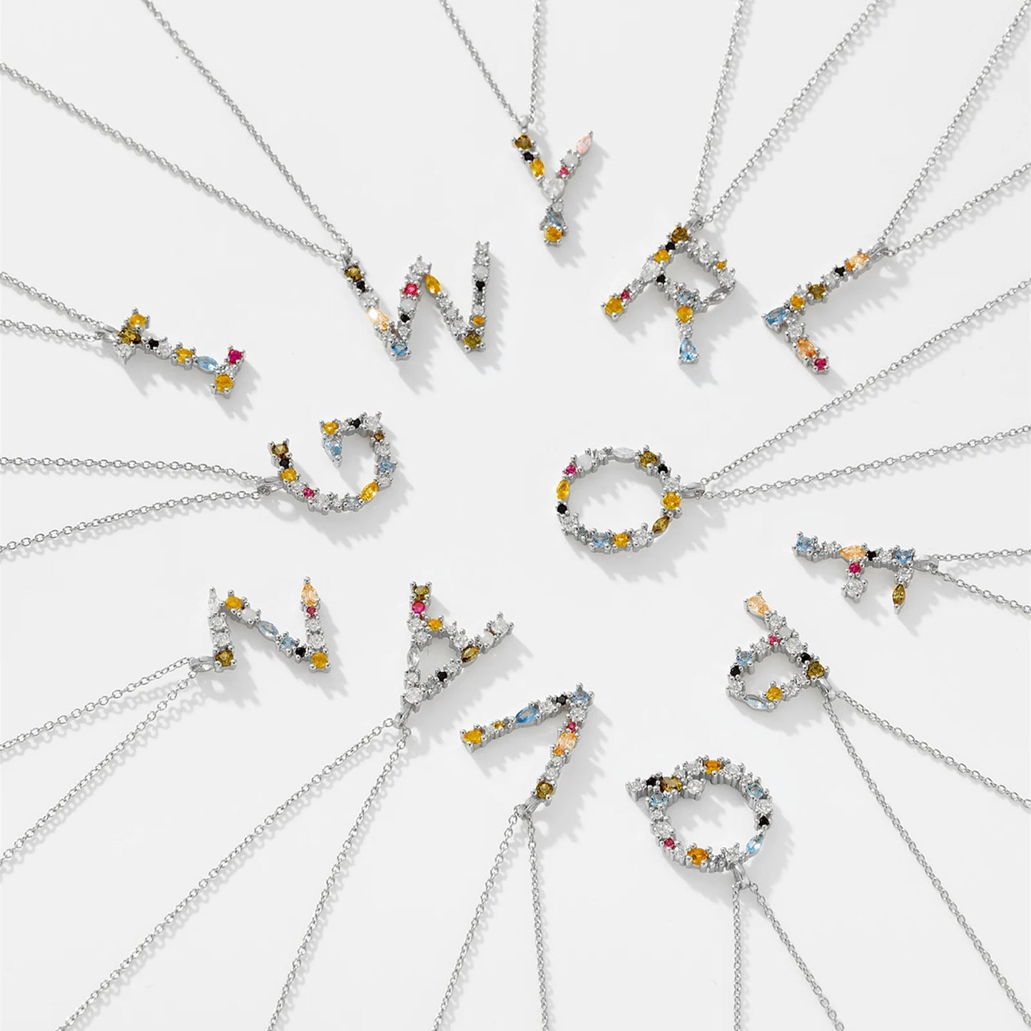 925 Sterling Silver Gold Letter M Pendant Initial F Alphabet Necklace Monogram Opals 2020 Women Accessories Jewelry - LEIDAI