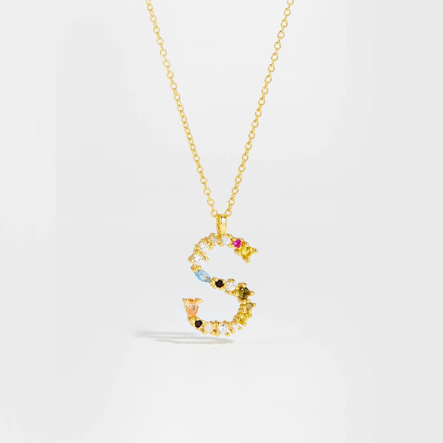 925 Sterling Silver Gold Letter M Pendant Initial F Alphabet Necklace Monogram Opals 2020 Women Accessories Jewelry - LEIDAI
