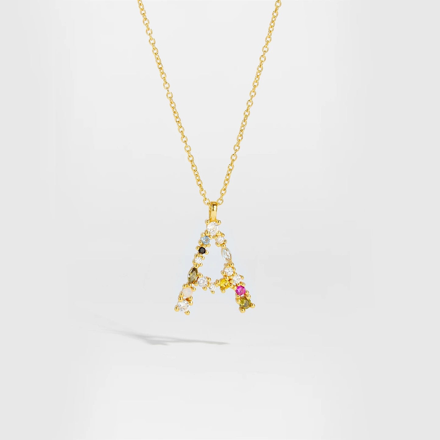 925 Sterling Silver Gold Letter M Pendant Initial F Alphabet Necklace Monogram Opals 2020 Women Accessories Jewelry - LEIDAI