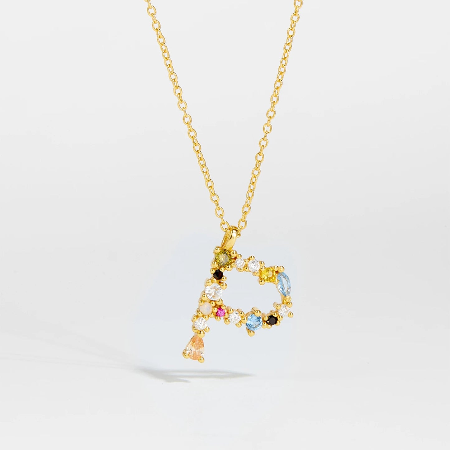 925 Sterling Silver Gold Letter M Pendant Initial F Alphabet Necklace Monogram Opals 2020 Women Accessories Jewelry - LEIDAI