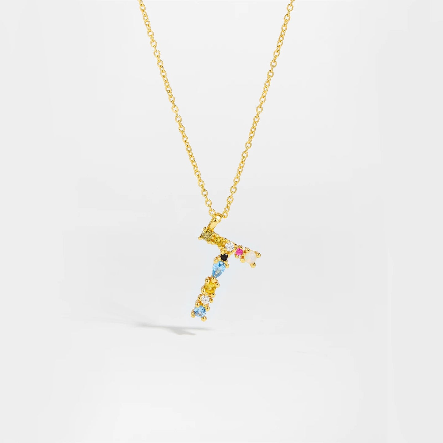 925 Sterling Silver Gold Letter M Pendant Initial F Alphabet Necklace Monogram Opals 2020 Women Accessories Jewelry - LEIDAI