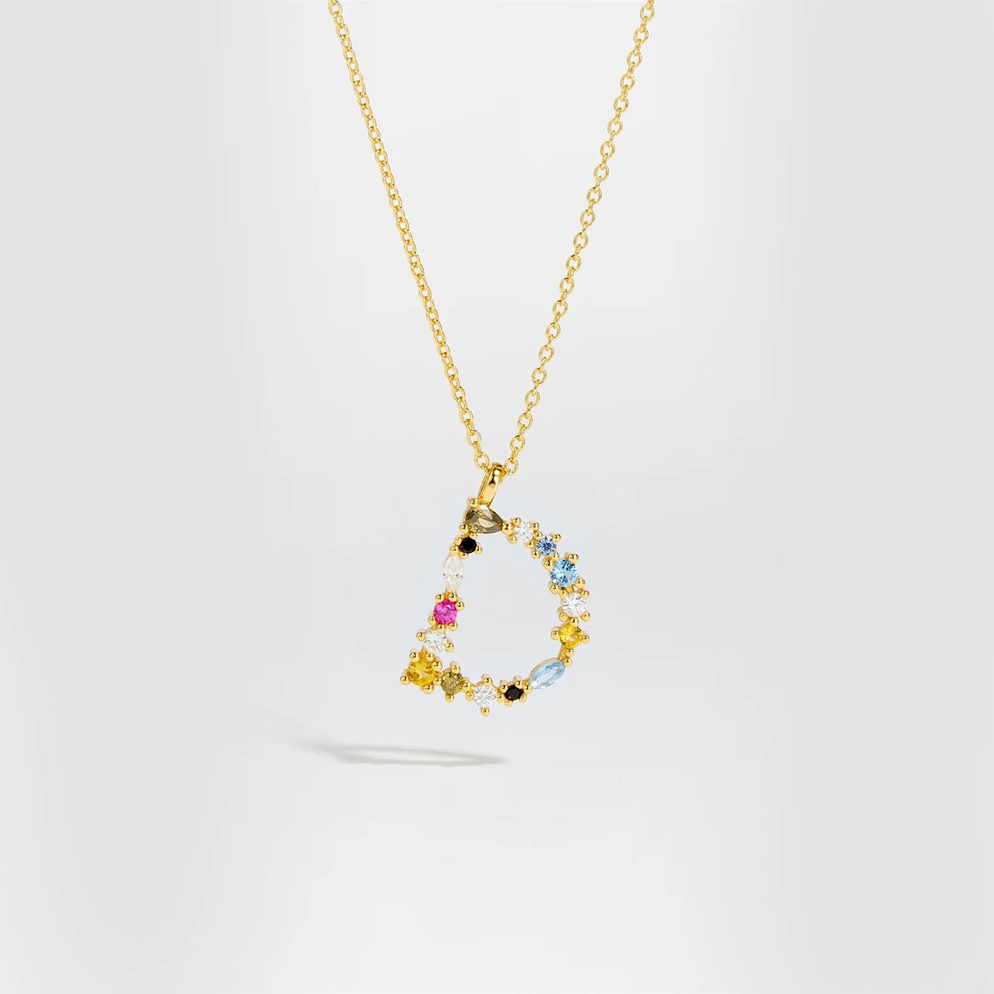 925 Sterling Silver Gold Letter M Pendant Initial F Alphabet Necklace Monogram Opals 2020 Women Accessories Jewelry - LEIDAI