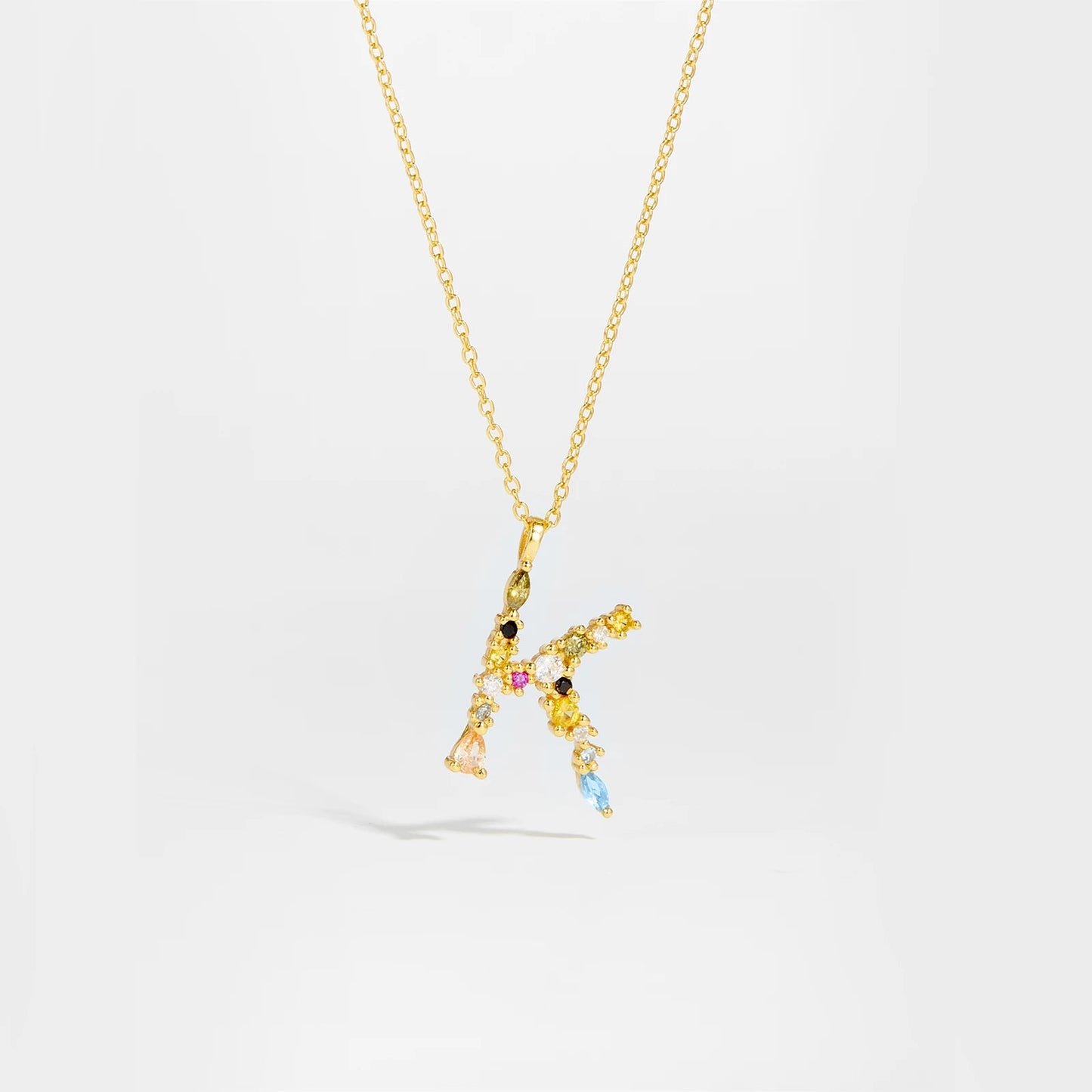 925 Sterling Silver Gold Letter M Pendant Initial F Alphabet Necklace Monogram Opals 2020 Women Accessories Jewelry - LEIDAI