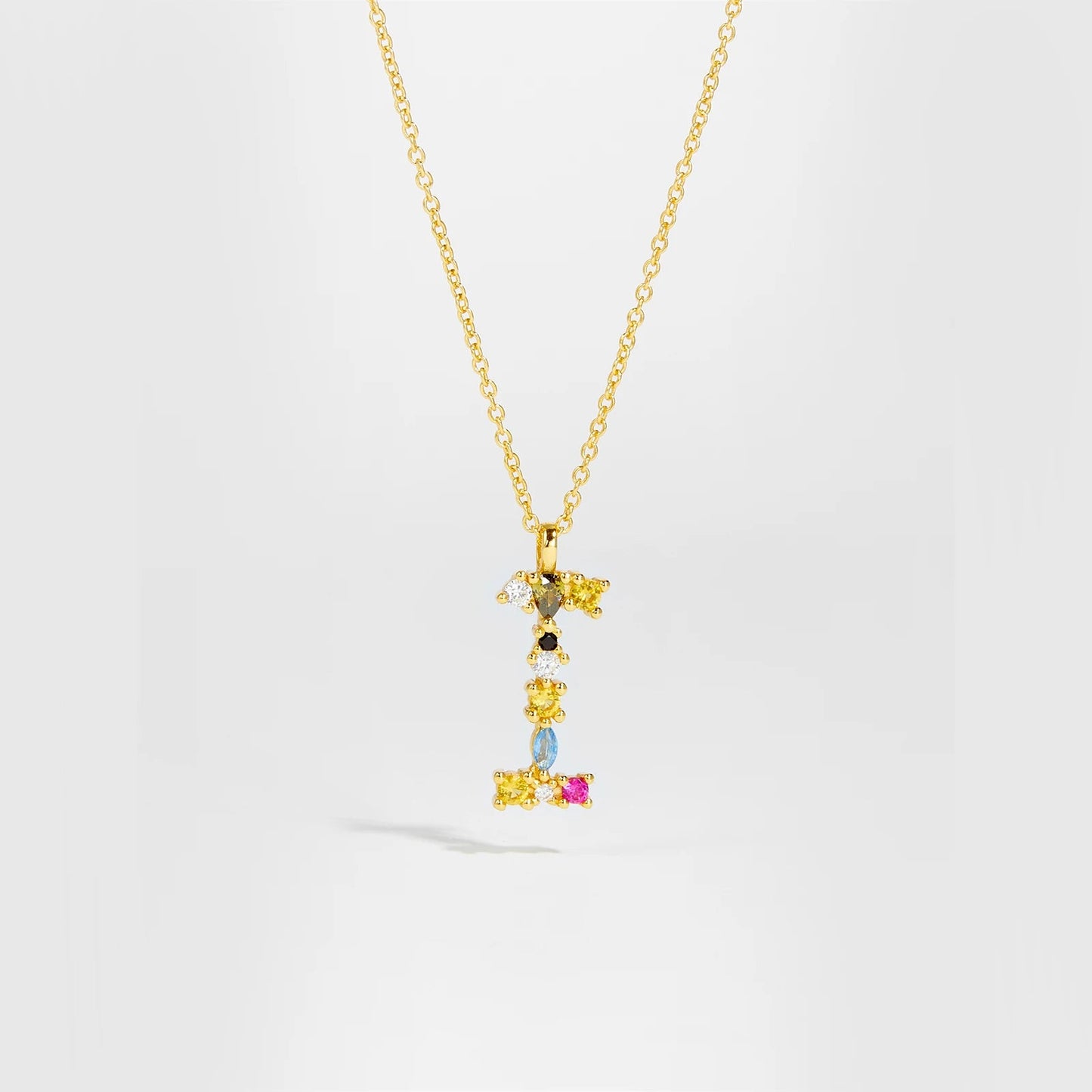 925 Sterling Silver Gold Letter M Pendant Initial F Alphabet Necklace Monogram Opals 2020 Women Accessories Jewelry - LEIDAI
