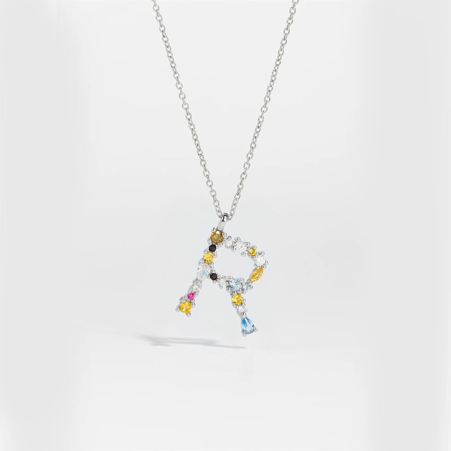 925 Sterling Silver Gold Letter M Pendant Initial F Alphabet Necklace Monogram Opals 2020 Women Accessories Jewelry - LEIDAI