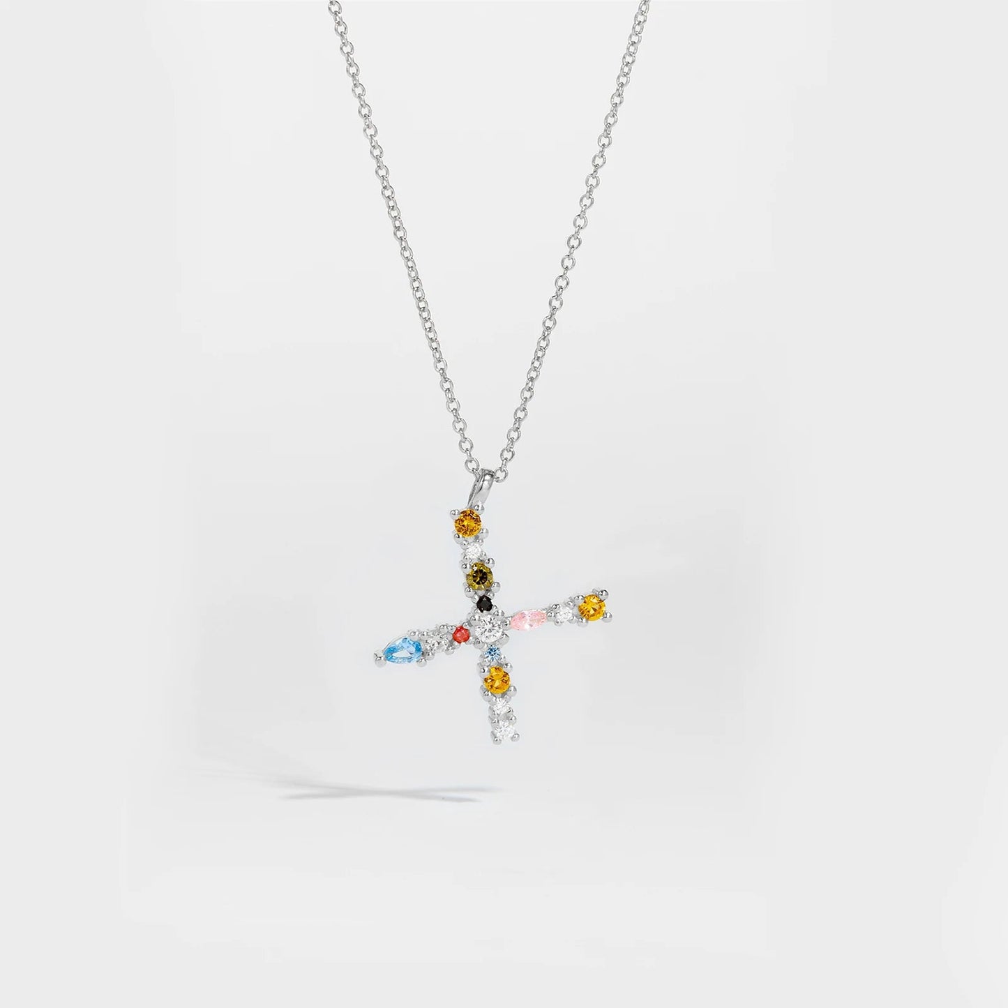 925 Sterling Silver Gold Letter M Pendant Initial F Alphabet Necklace Monogram Opals 2020 Women Accessories Jewelry - LEIDAI