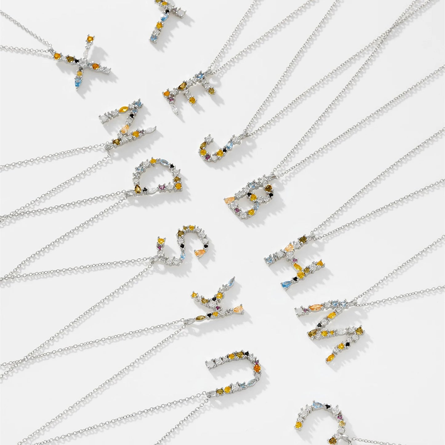 925 Sterling Silver Gold Letter M Pendant Initial F Alphabet Necklace Monogram Opals 2020 Women Accessories Jewelry - LEIDAI