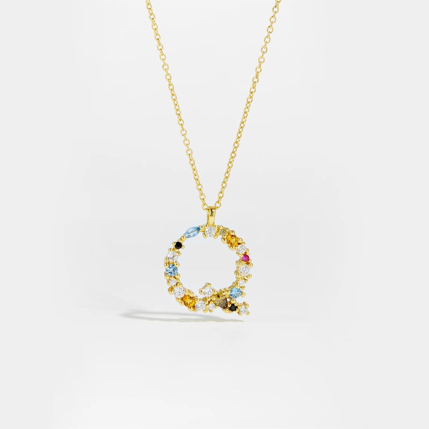 925 Sterling Silver Gold Letter M Pendant Initial F Alphabet Necklace Monogram Opals 2020 Women Accessories Jewelry - LEIDAI