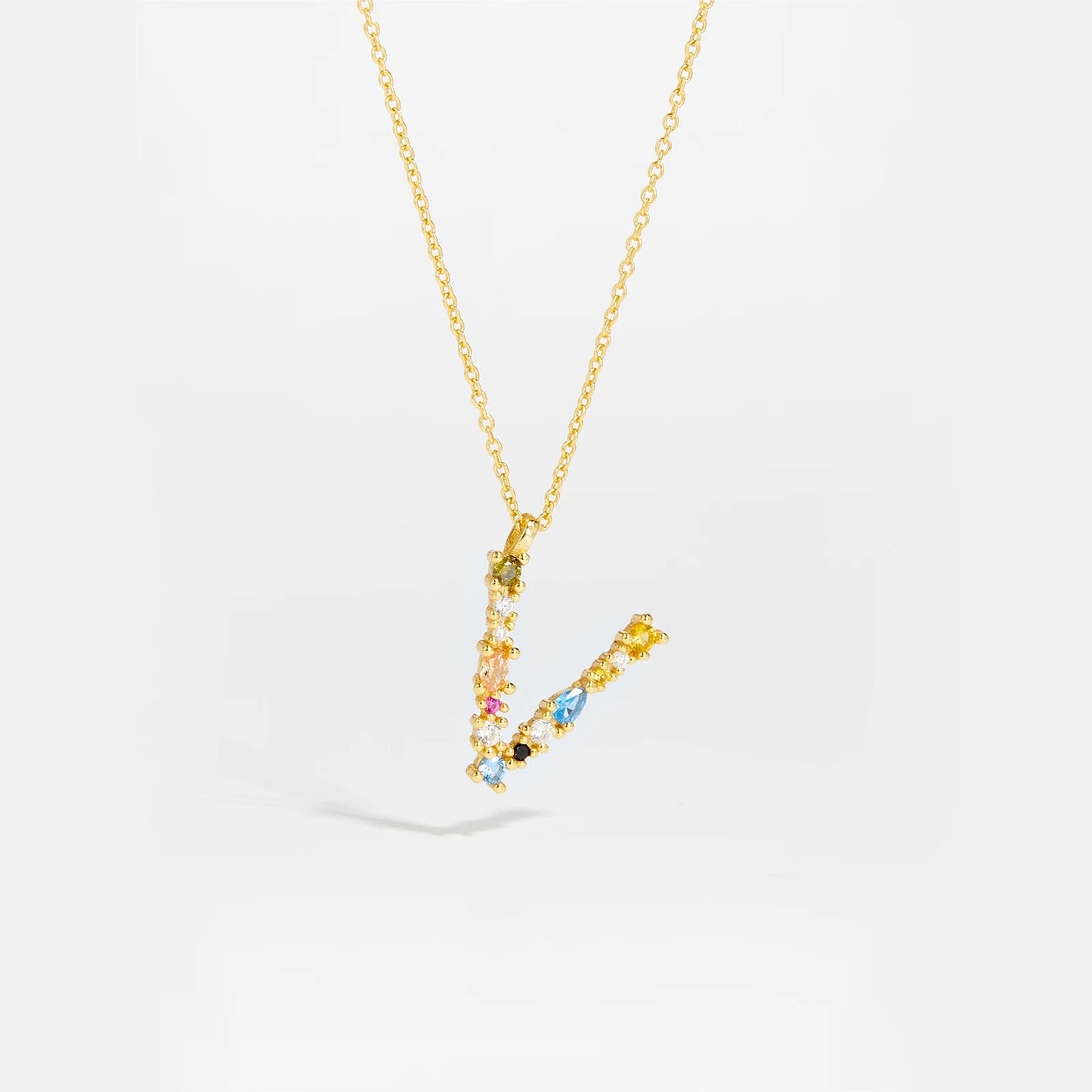925 Sterling Silver Gold Letter M Pendant Initial F Alphabet Necklace Monogram Opals 2020 Women Accessories Jewelry - LEIDAI
