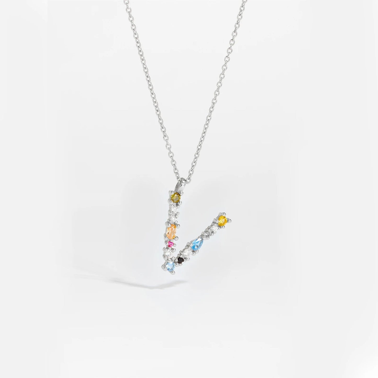925 Sterling Silver Gold Letter M Pendant Initial F Alphabet Necklace Monogram Opals 2020 Women Accessories Jewelry - LEIDAI