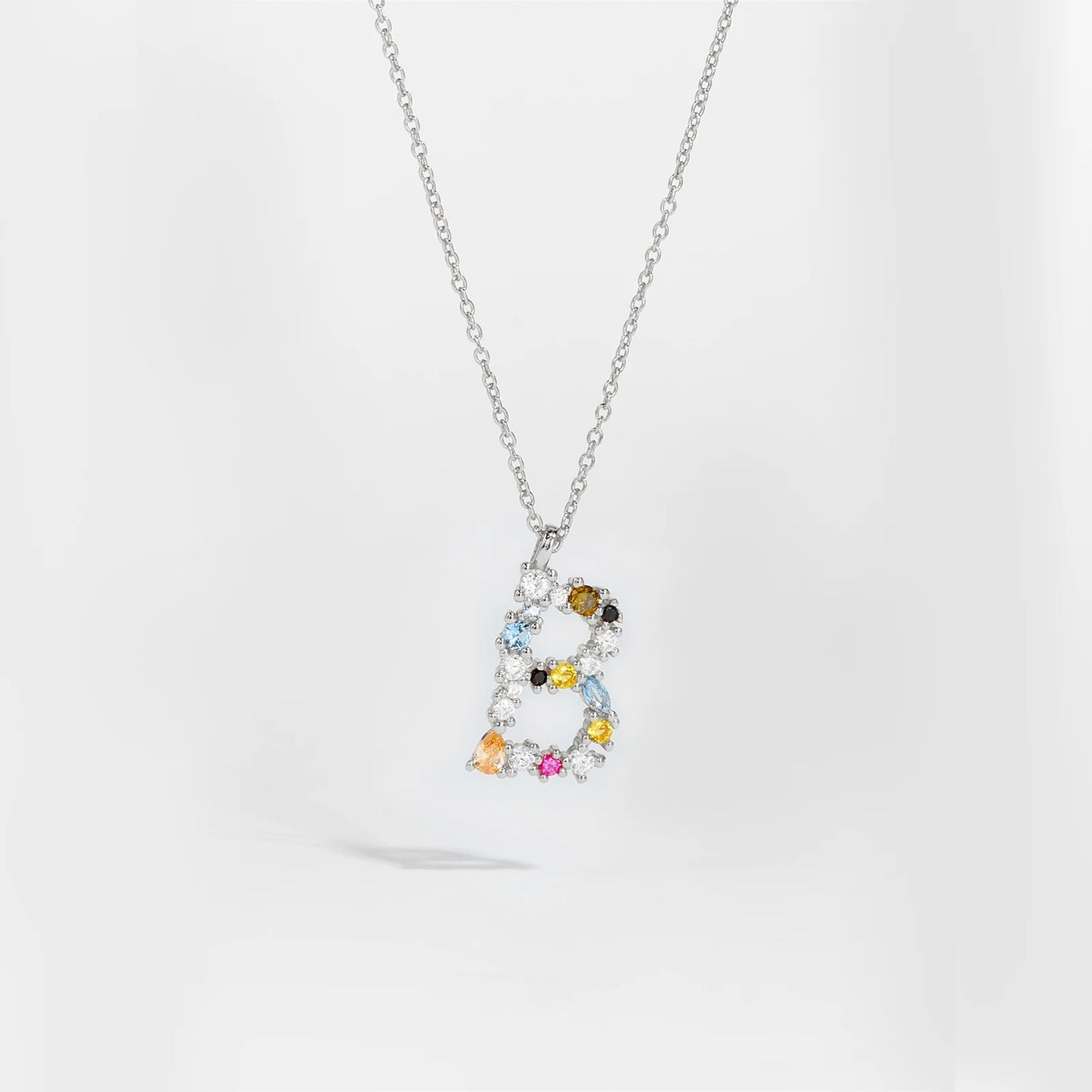 925 Sterling Silver Gold Letter M Pendant Initial F Alphabet Necklace Monogram Opals 2020 Women Accessories Jewelry - LEIDAI