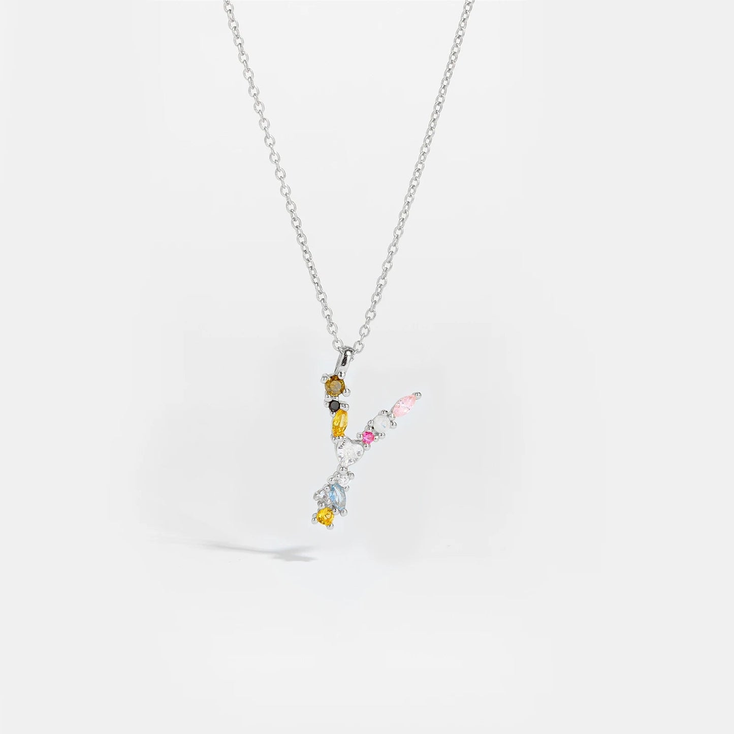 925 Sterling Silver Gold Letter M Pendant Initial F Alphabet Necklace Monogram Opals 2020 Women Accessories Jewelry - LEIDAI