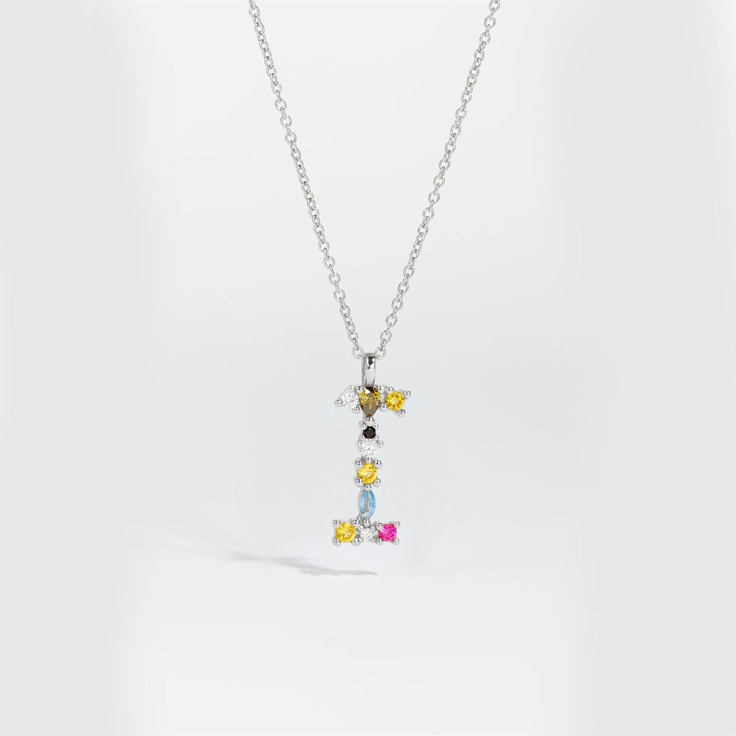 925 Sterling Silver Gold Letter M Pendant Initial F Alphabet Necklace Monogram Opals 2020 Women Accessories Jewelry - LEIDAI