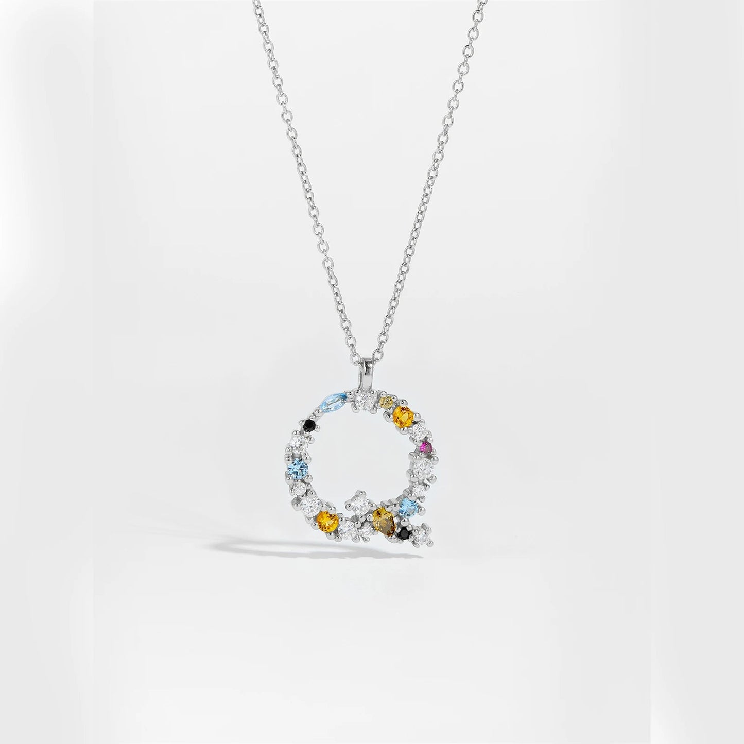 925 Sterling Silver Gold Letter M Pendant Initial F Alphabet Necklace Monogram Opals 2020 Women Accessories Jewelry - LEIDAI