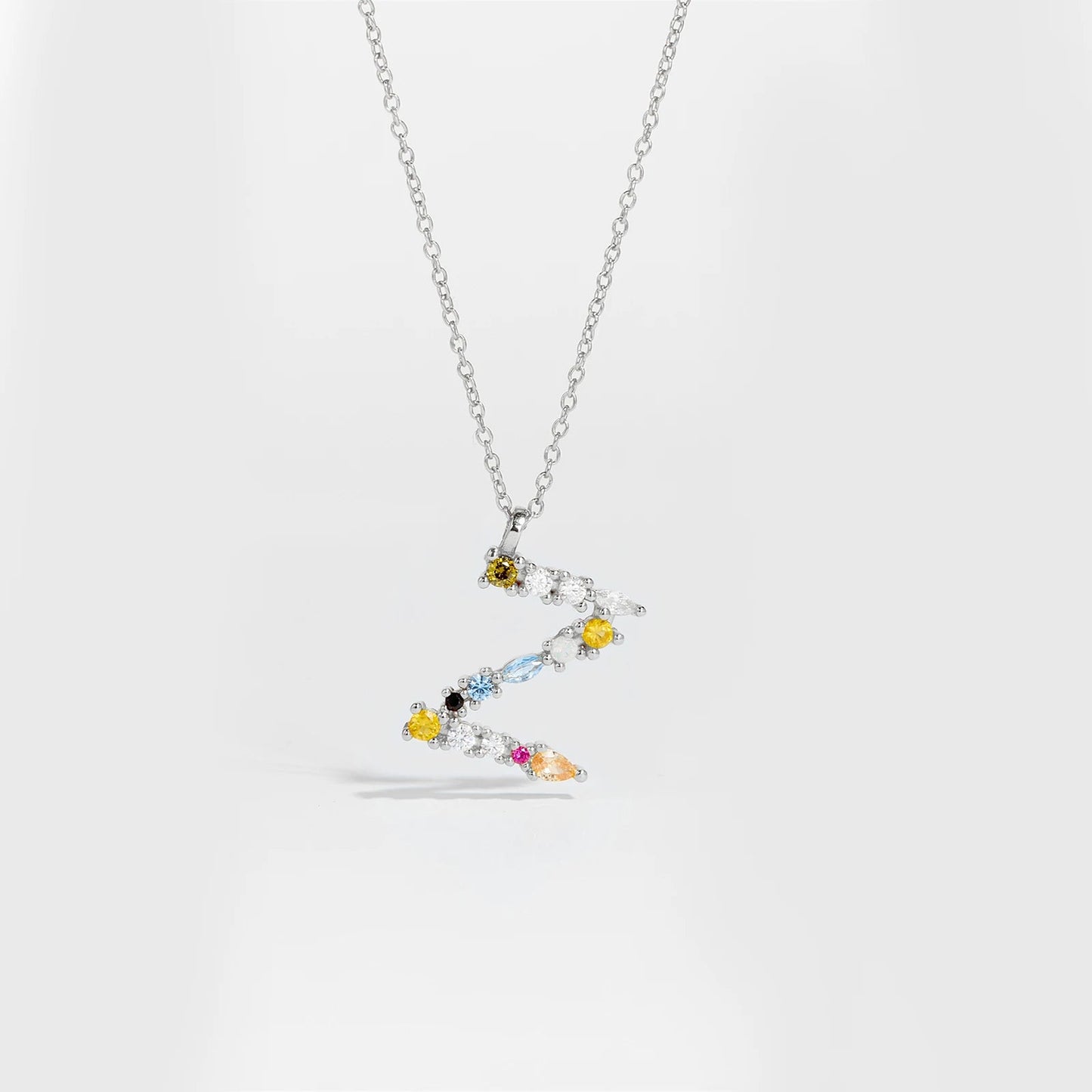 925 Sterling Silver Gold Letter M Pendant Initial F Alphabet Necklace Monogram Opals 2020 Women Accessories Jewelry - LEIDAI