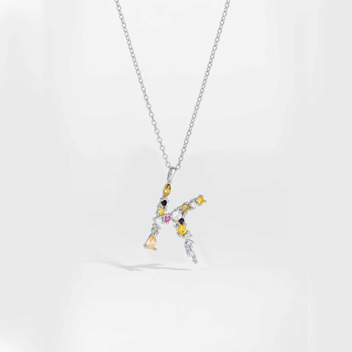 925 Sterling Silver Gold Letter M Pendant Initial F Alphabet Necklace Monogram Opals 2020 Women Accessories Jewelry - LEIDAI