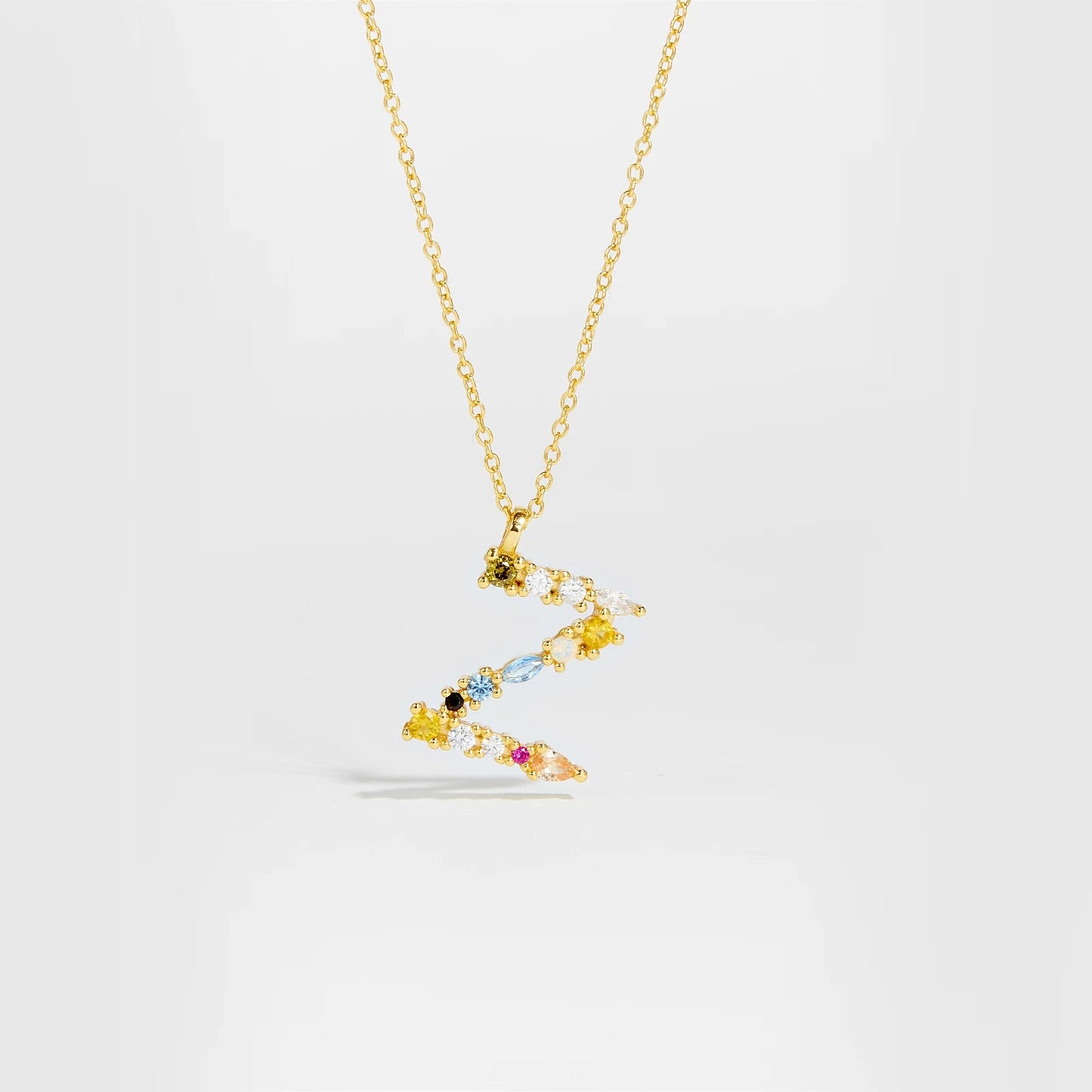 925 Sterling Silver Gold Letter M Pendant Initial F Alphabet Necklace Monogram Opals 2020 Women Accessories Jewelry - LEIDAI