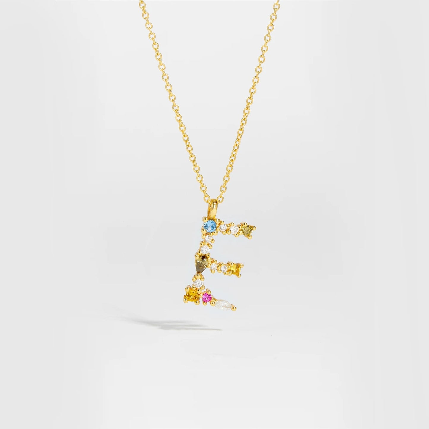 925 Sterling Silver Gold Letter M Pendant Initial F Alphabet Necklace Monogram Opals 2020 Women Accessories Jewelry - LEIDAI