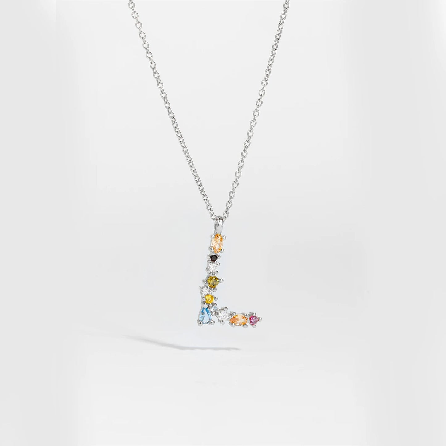 925 Sterling Silver Gold Letter M Pendant Initial F Alphabet Necklace Monogram Opals 2020 Women Accessories Jewelry - LEIDAI