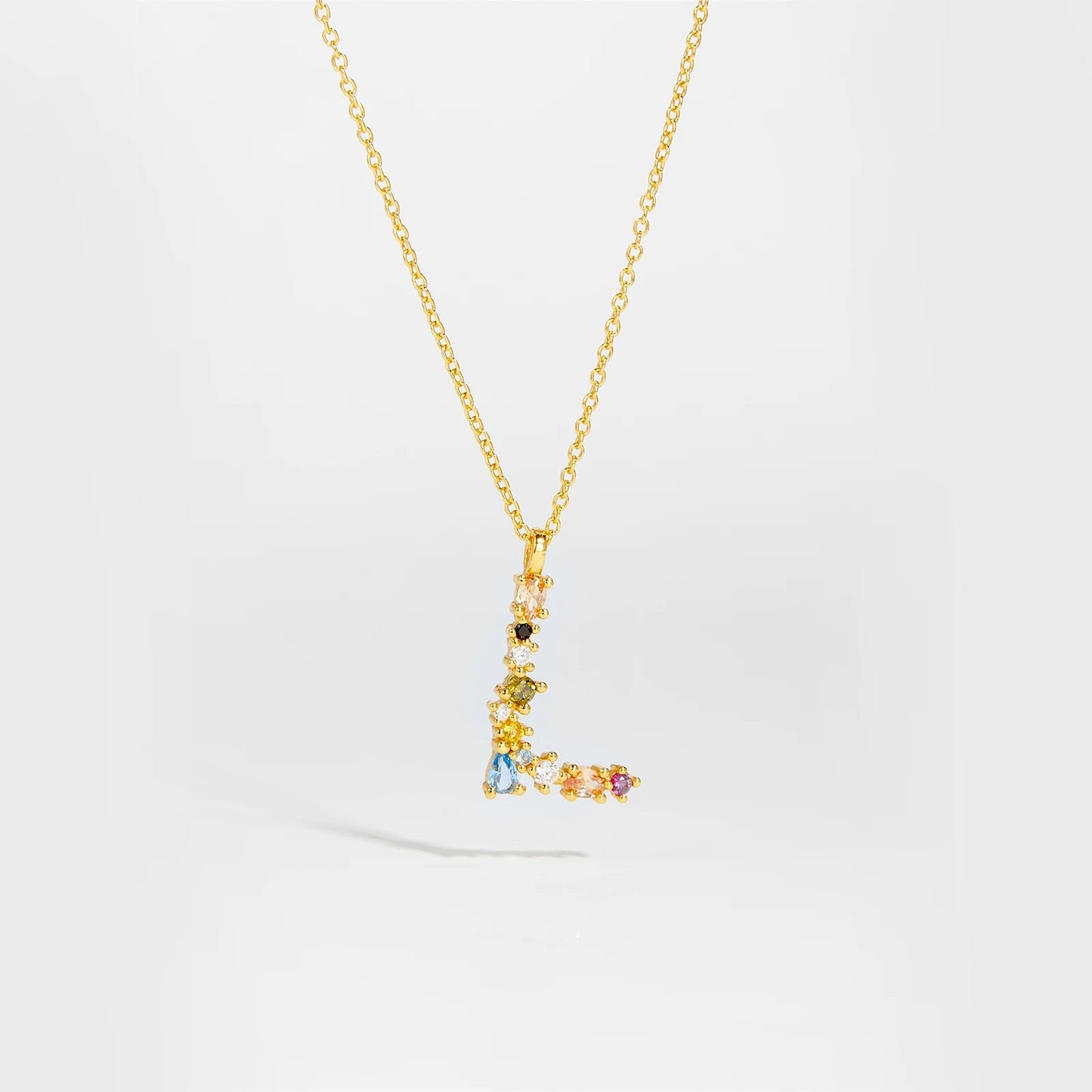 925 Sterling Silver Gold Letter M Pendant Initial F Alphabet Necklace Monogram Opals 2020 Women Accessories Jewelry - LEIDAI