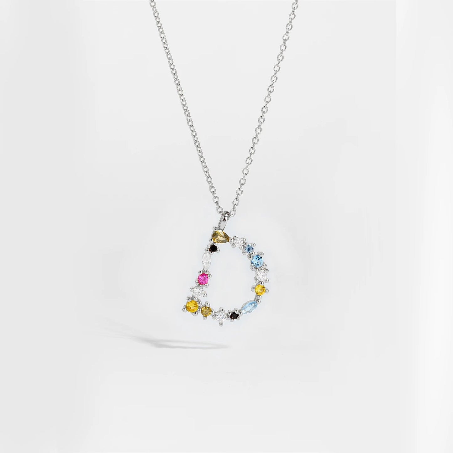 925 Sterling Silver Gold Letter M Pendant Initial F Alphabet Necklace Monogram Opals 2020 Women Accessories Jewelry - LEIDAI