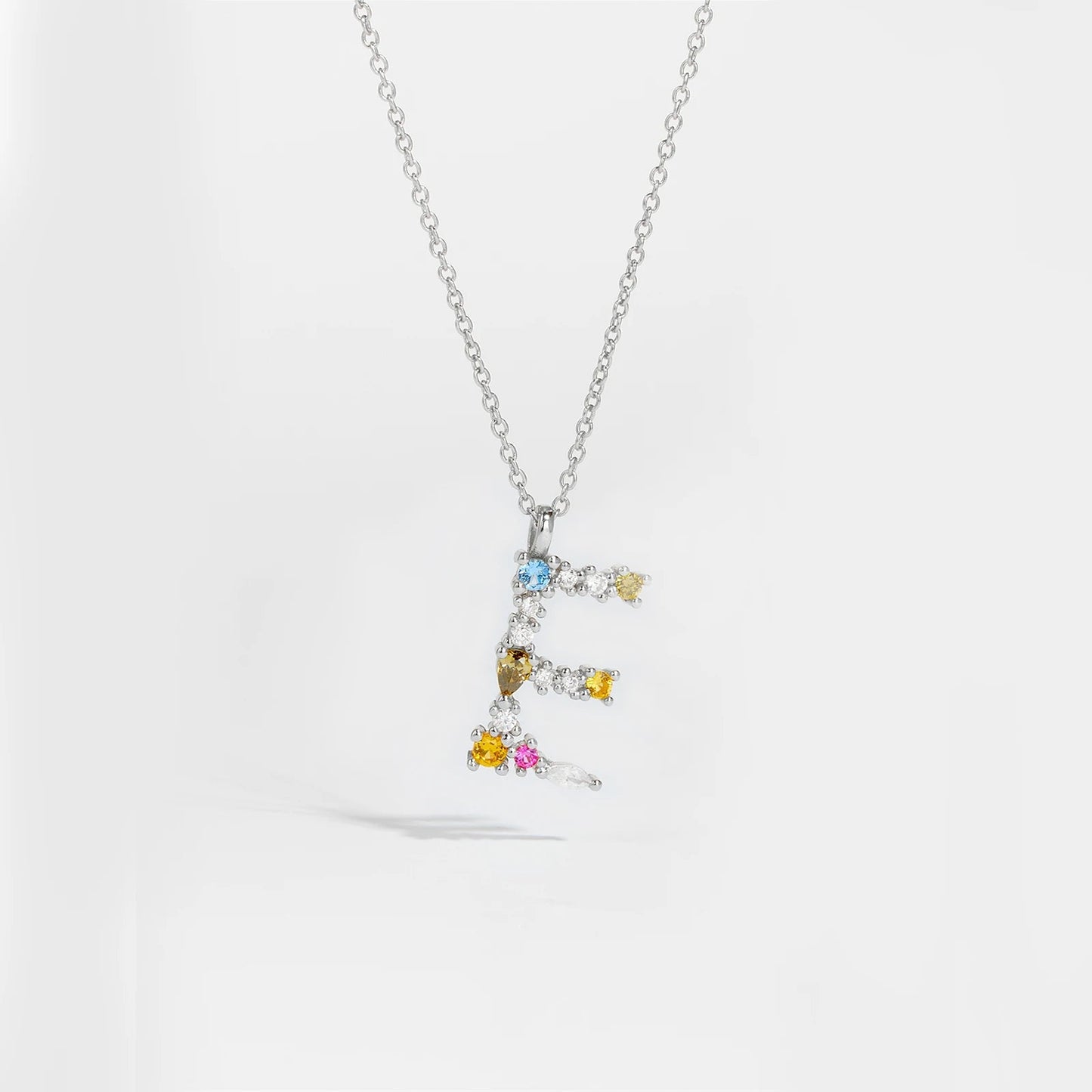 925 Sterling Silver Gold Letter M Pendant Initial F Alphabet Necklace Monogram Opals 2020 Women Accessories Jewelry - LEIDAI