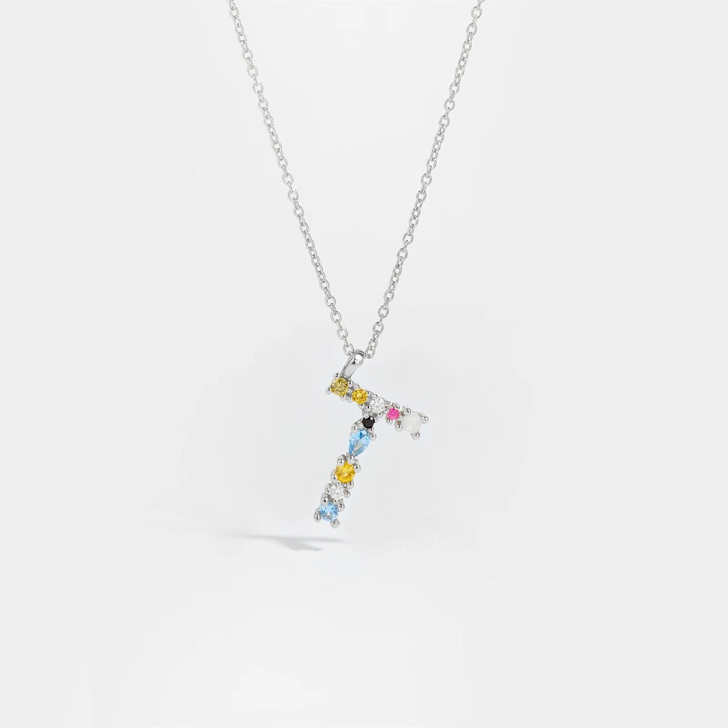 925 Sterling Silver Gold Letter M Pendant Initial F Alphabet Necklace Monogram Opals 2020 Women Accessories Jewelry - LEIDAI
