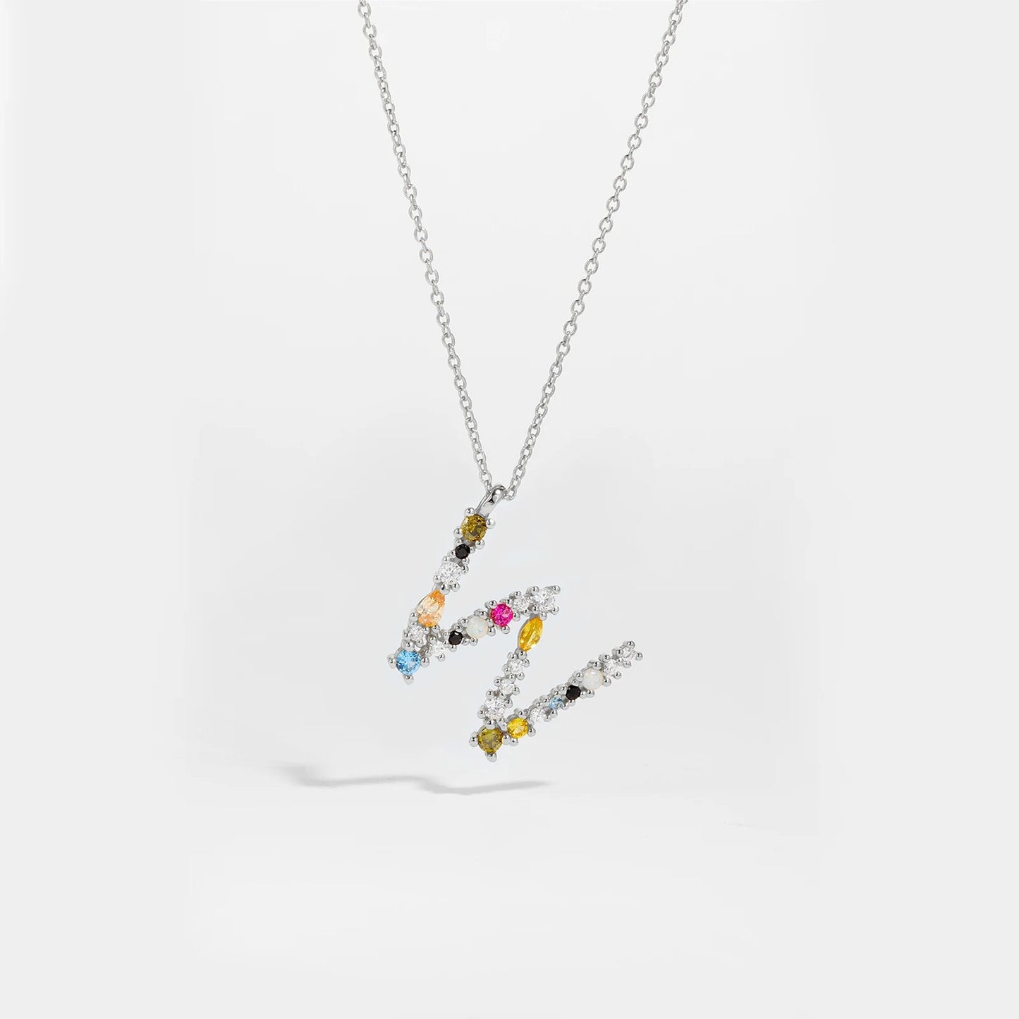 925 Sterling Silver Gold Letter M Pendant Initial F Alphabet Necklace Monogram Opals 2020 Women Accessories Jewelry - LEIDAI