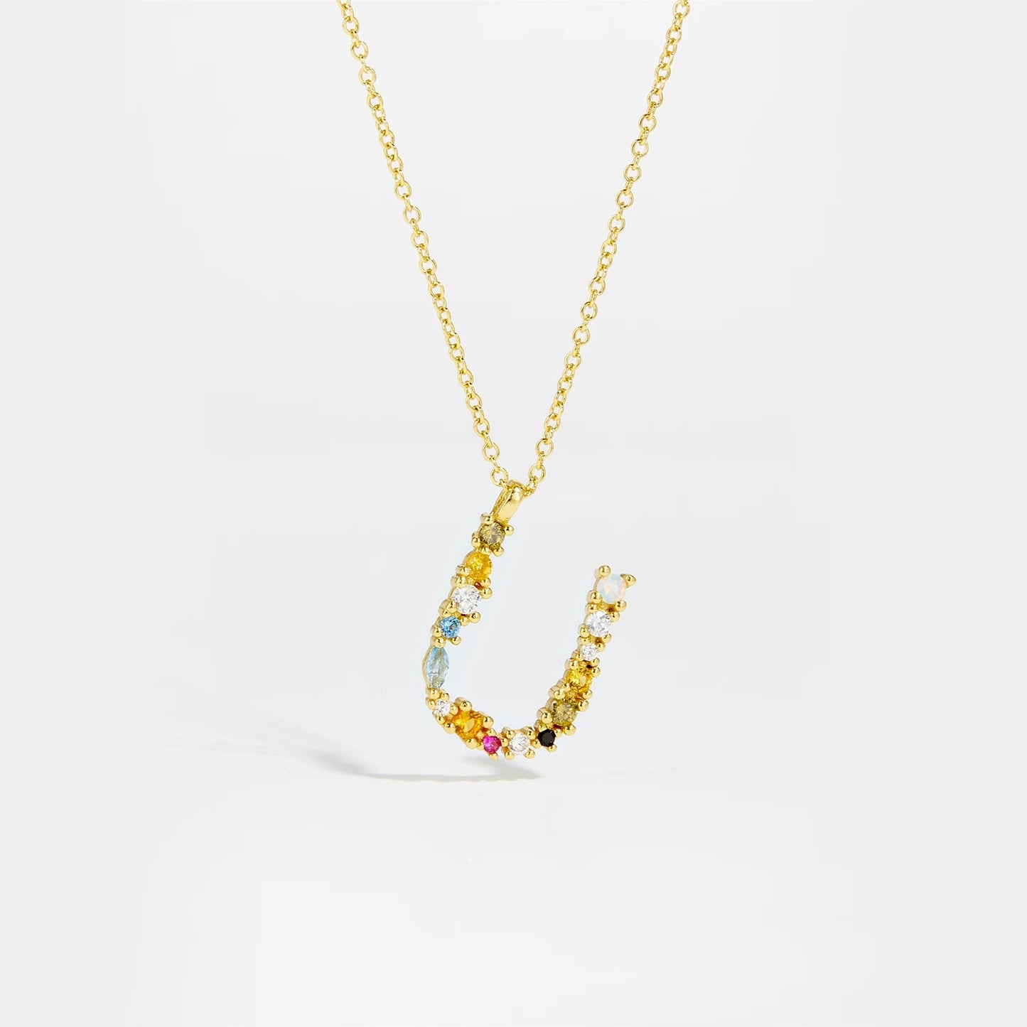 925 Sterling Silver Gold Letter M Pendant Initial F Alphabet Necklace Monogram Opals 2020 Women Accessories Jewelry - LEIDAI